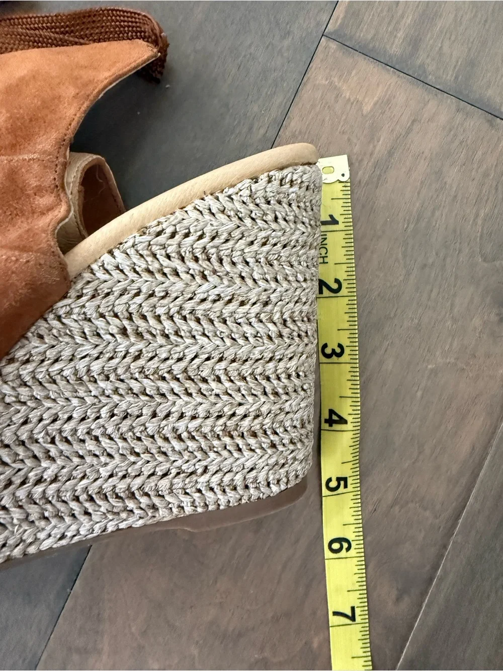 Tan Suede Wedge Espadrille Sandals with Wrap Ankle Straps